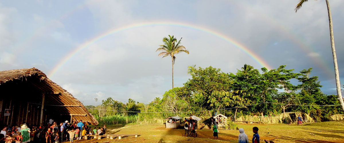 Rainbow over the Kaluli New Testament Dedication.